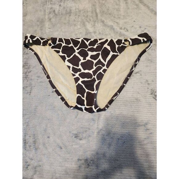 Victoria's Secret Other - Victoria's Secret Swim XL Scoop Bikini Bottom Brown White Giraffe Print